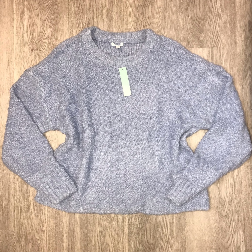 NEW Abound Boucle Knit Dolman Sweater in Blue Forever Crewneck Size Large L